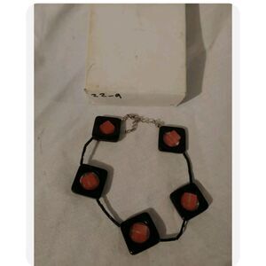 HANDMADE 9" Bracelet/Ankle Onyx & Pink Quartz & glass bugle bead